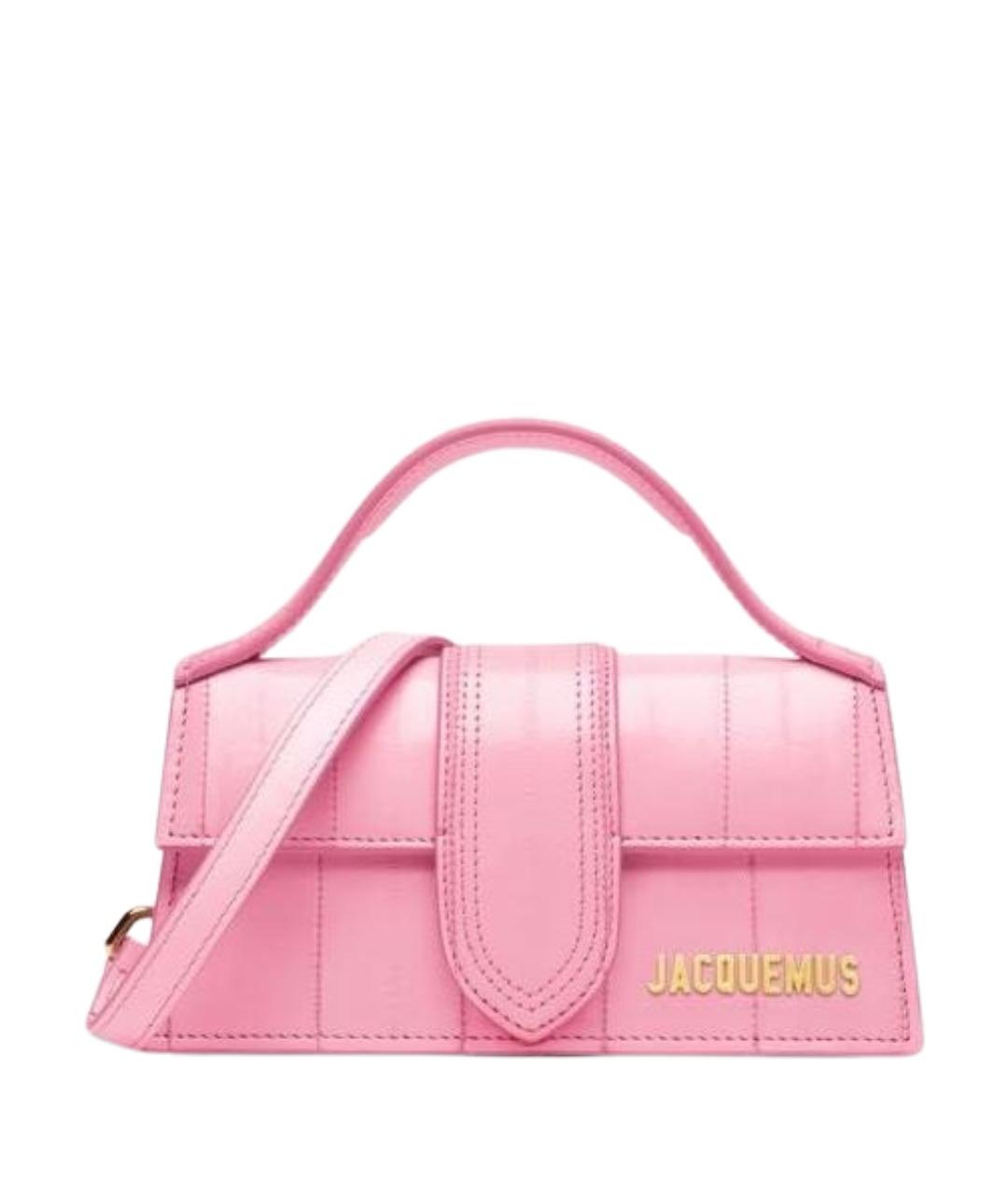 JACQUEMUS Розовая кожаная сумка с короткими ручками, фото 1