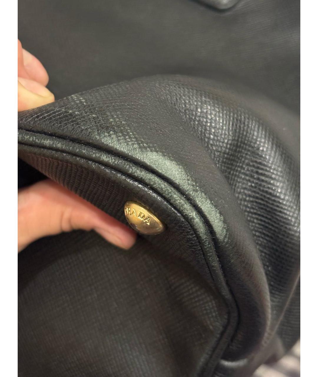 PRADA Черная кожаная сумка тоут, фото 5
