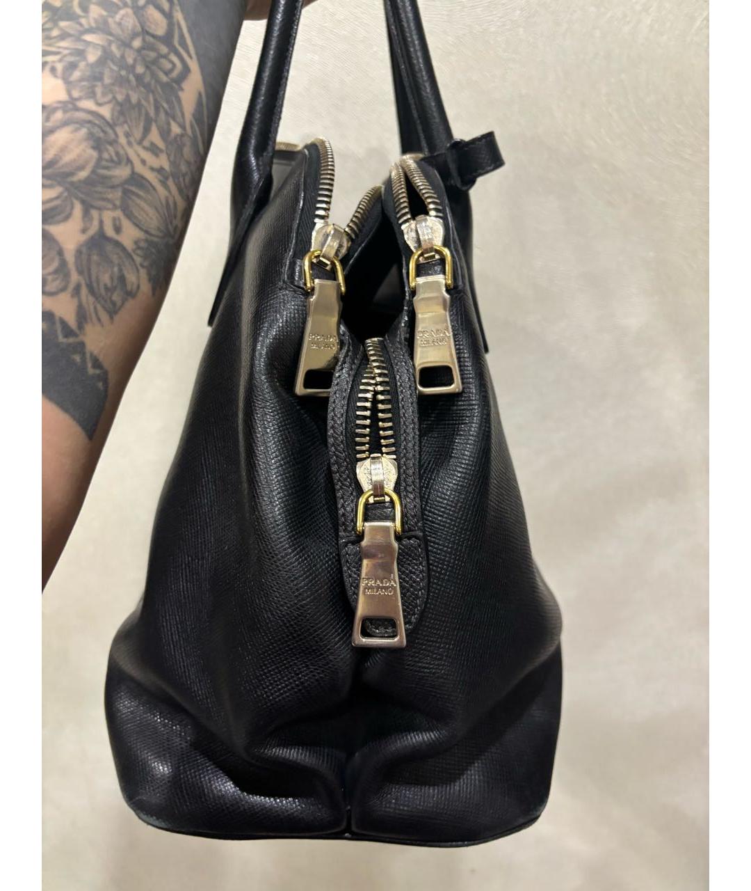 PRADA Черная кожаная сумка тоут, фото 2