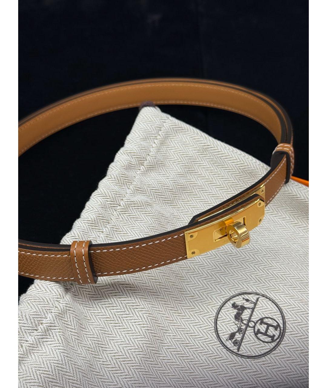 HERMES Коричневый кожаный ремень, фото 2