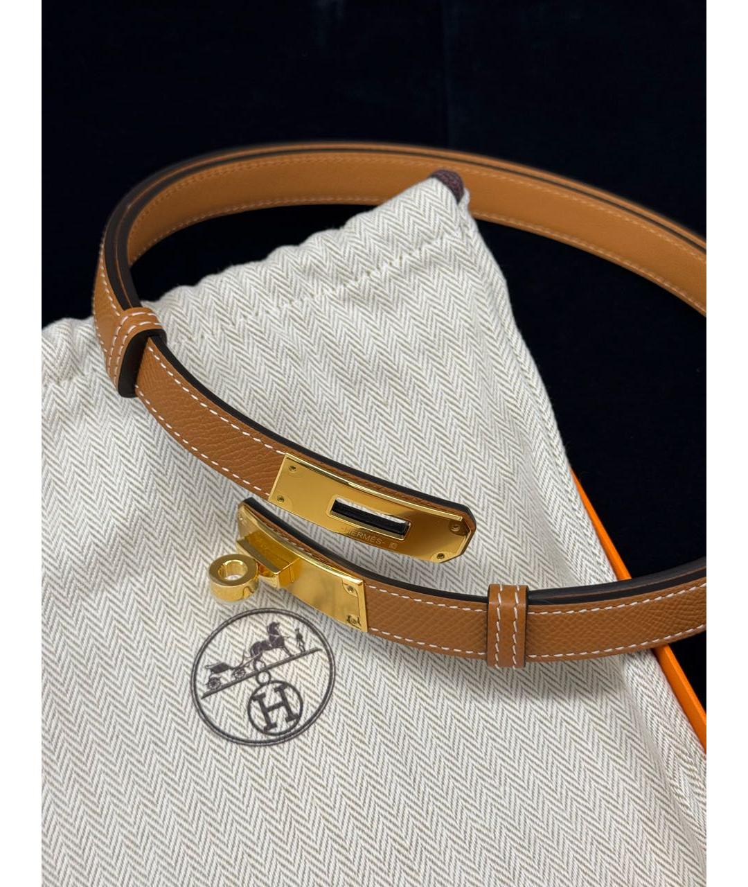 HERMES Коричневый кожаный ремень, фото 4