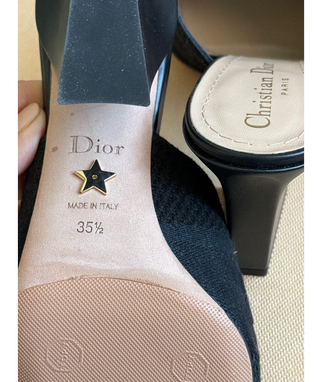 CHRISTIAN DIOR Черные кожаные мюли, фото 5