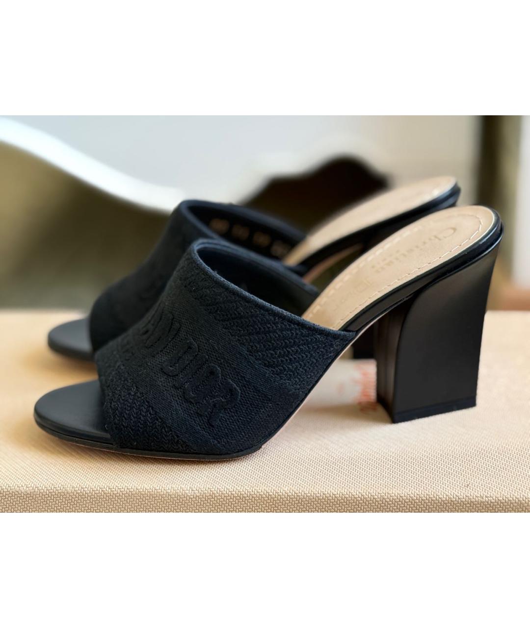 CHRISTIAN DIOR Черные кожаные мюли, фото 3