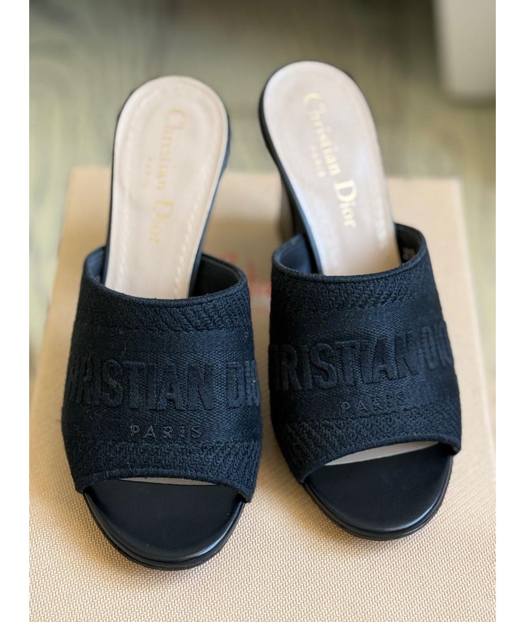 CHRISTIAN DIOR Черные кожаные мюли, фото 2