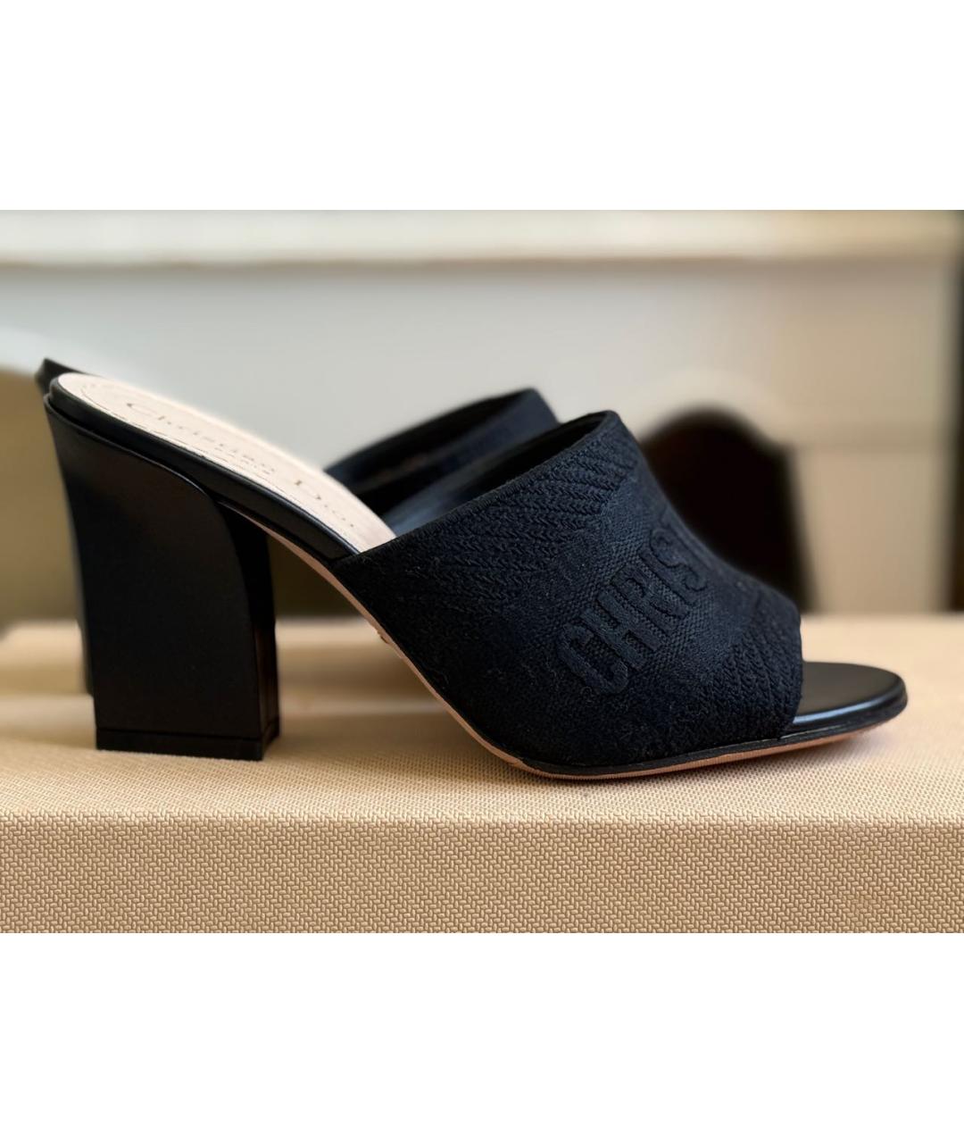 CHRISTIAN DIOR Черные кожаные мюли, фото 7