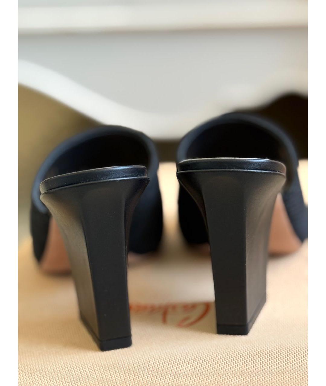 CHRISTIAN DIOR Черные кожаные мюли, фото 4