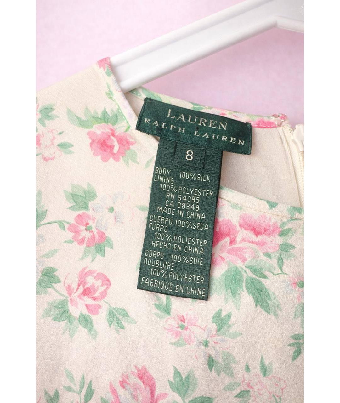 RALPH LAUREN Бежевое шелковое повседневное платье, фото 7