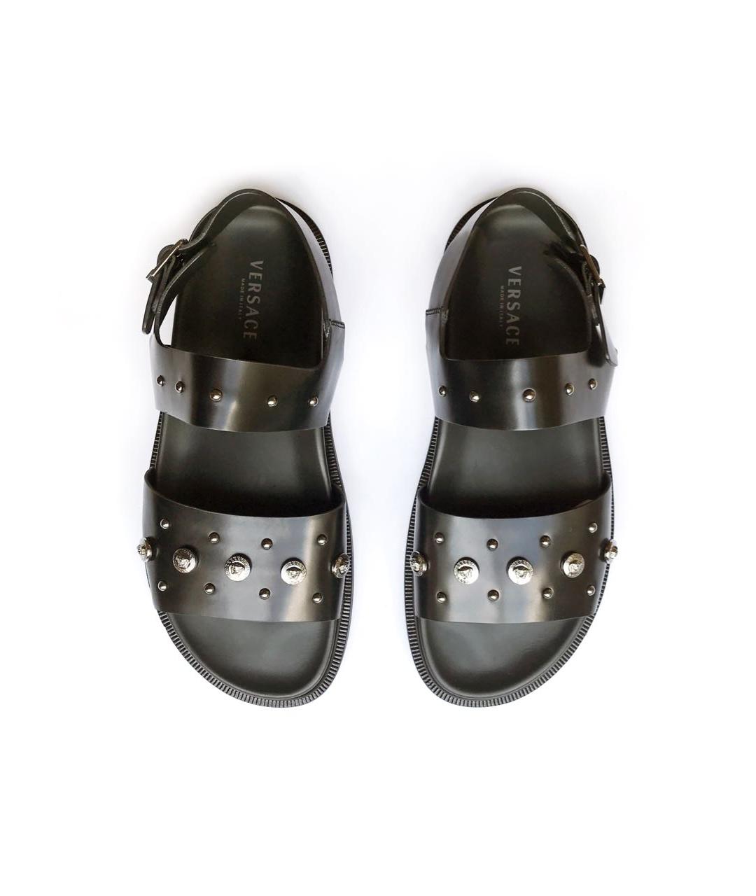 VERSACE Черные кожаные сандалии, фото 2