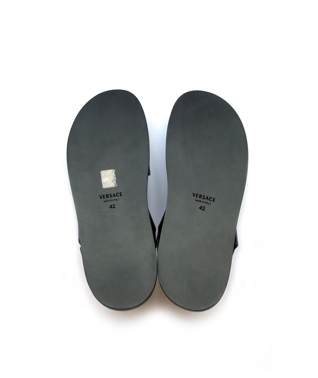 VERSACE Черные кожаные сандалии, фото 5