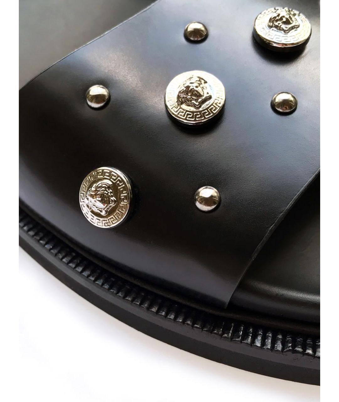 VERSACE Черные кожаные сандалии, фото 3