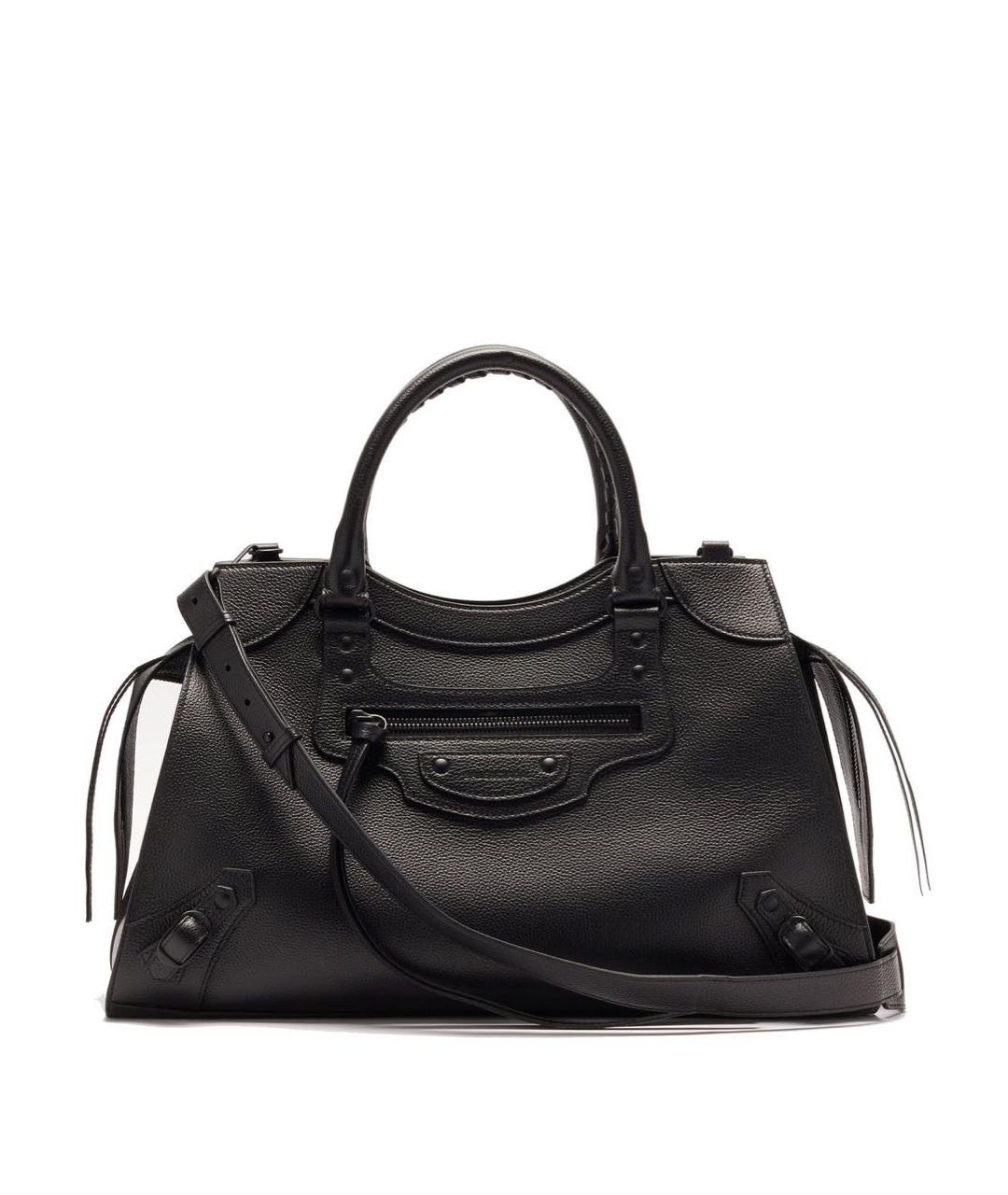 BALENCIAGA Черная кожаная сумка тоут, фото 4