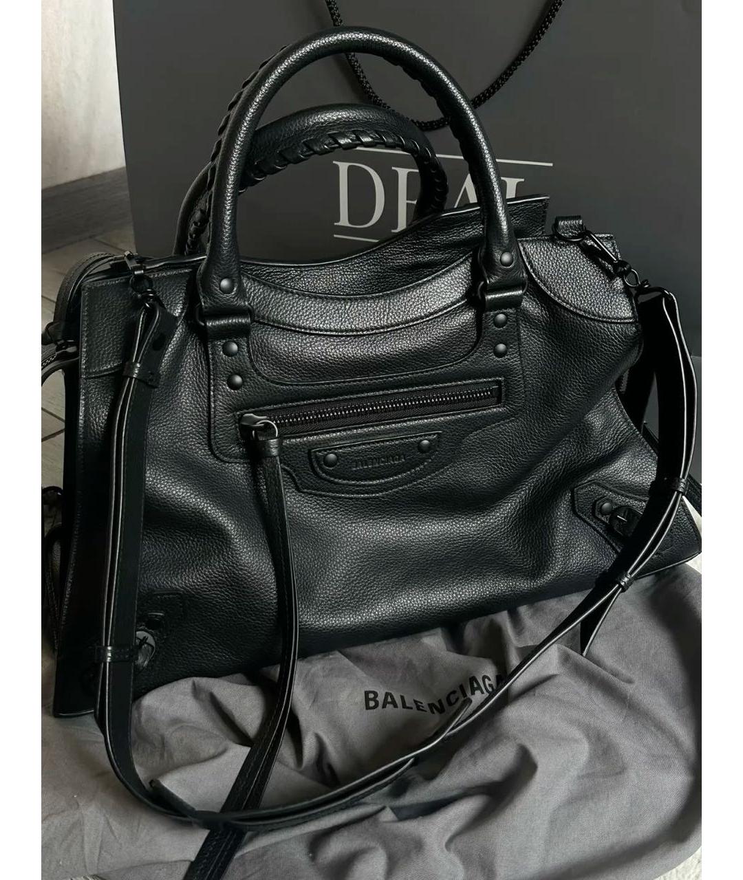 BALENCIAGA Черная кожаная сумка тоут, фото 2