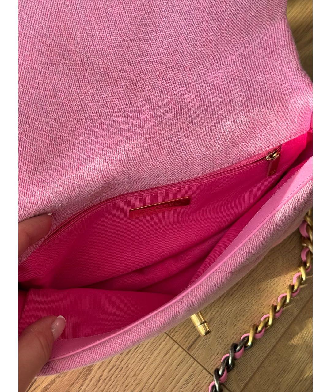 CHANEL Розовая деним сумка через плечо, фото 6