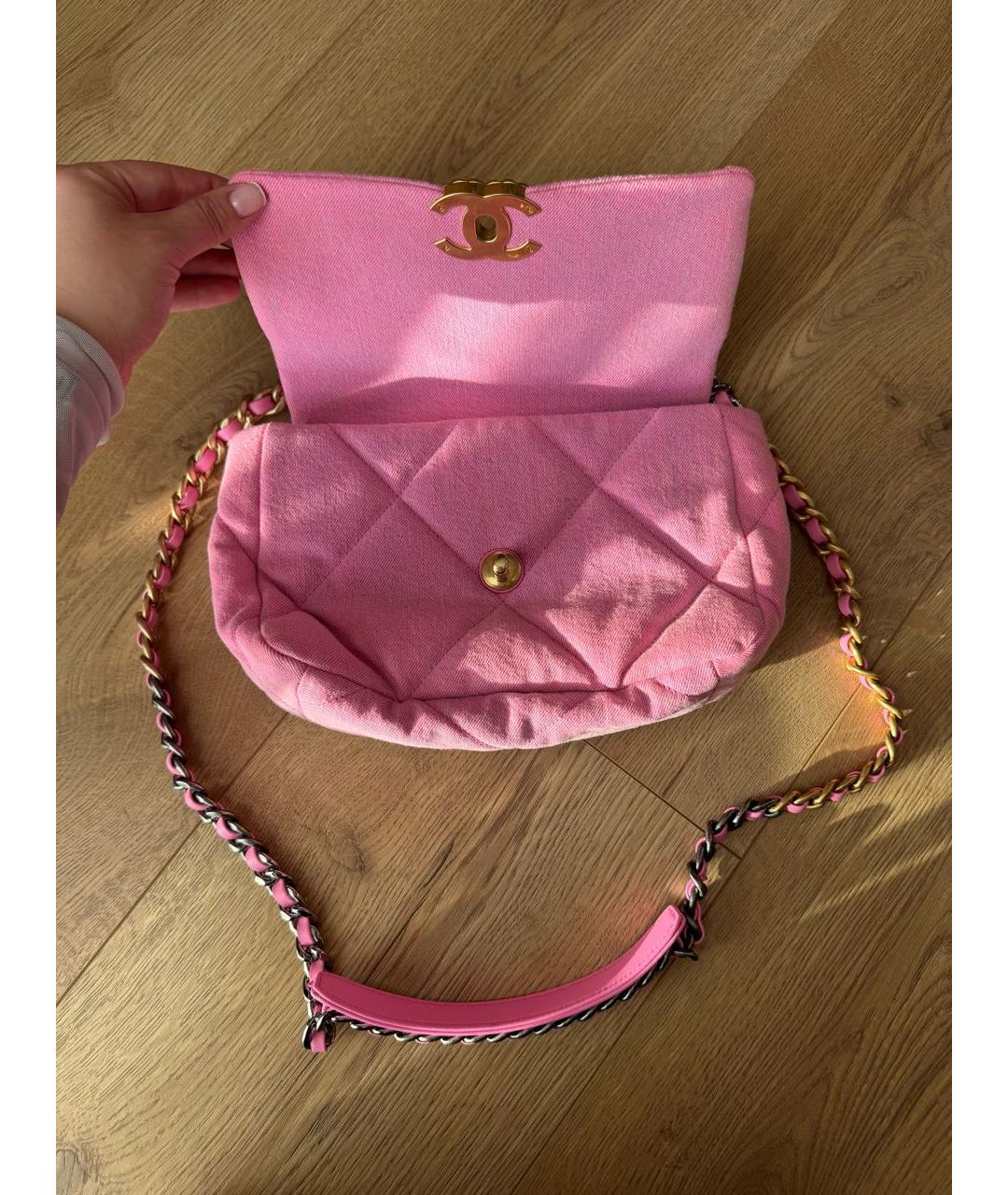CHANEL Розовая деним сумка через плечо, фото 4