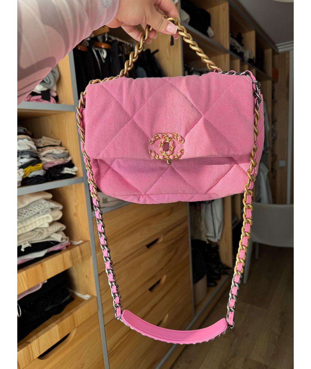 CHANEL Розовая деним сумка через плечо, фото 3