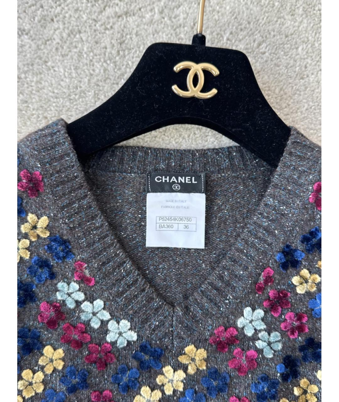 CHANEL Серый шерстяной джемпер / свитер, фото 2