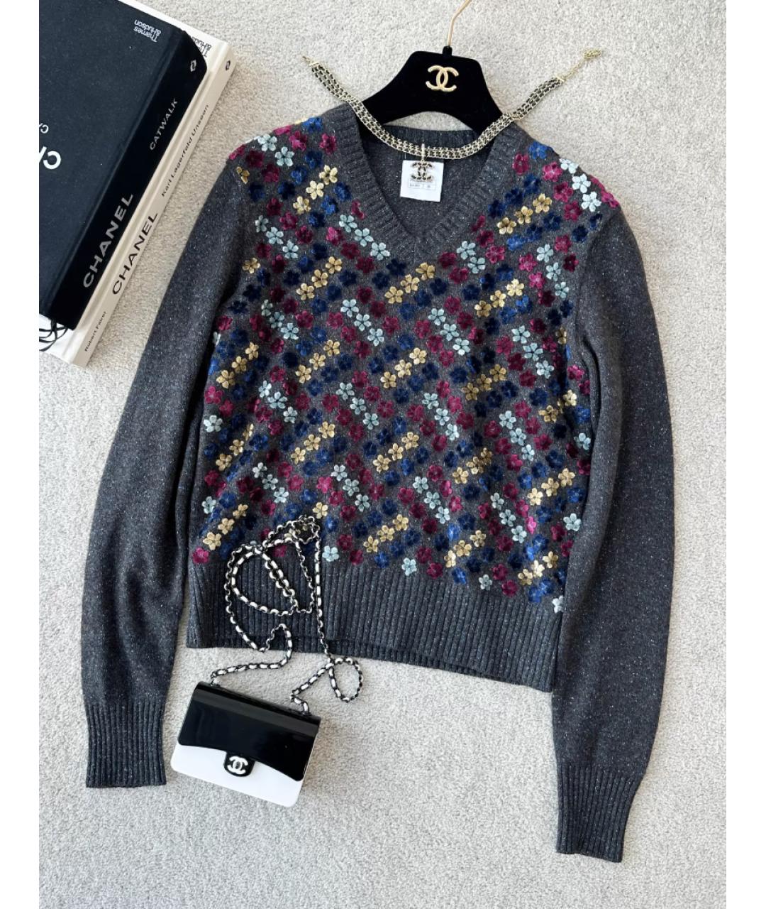 CHANEL Серый шерстяной джемпер / свитер, фото 8