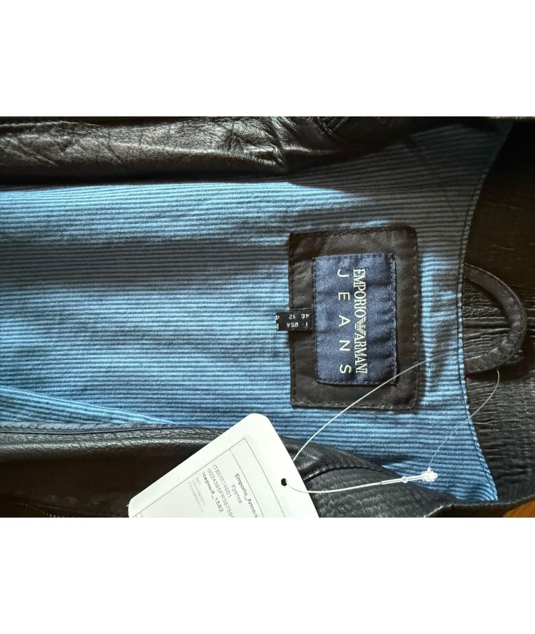 EMPORIO ARMANI Черная кожаная куртка, фото 3