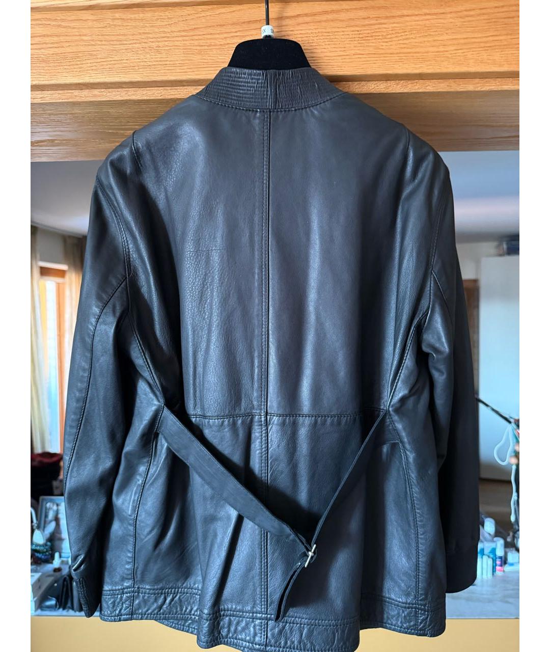 EMPORIO ARMANI Черная кожаная куртка, фото 2