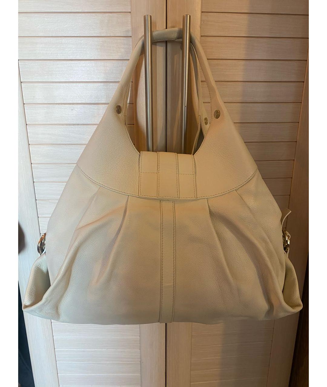 BVLGARI Белая кожаная сумка через плечо, фото 3