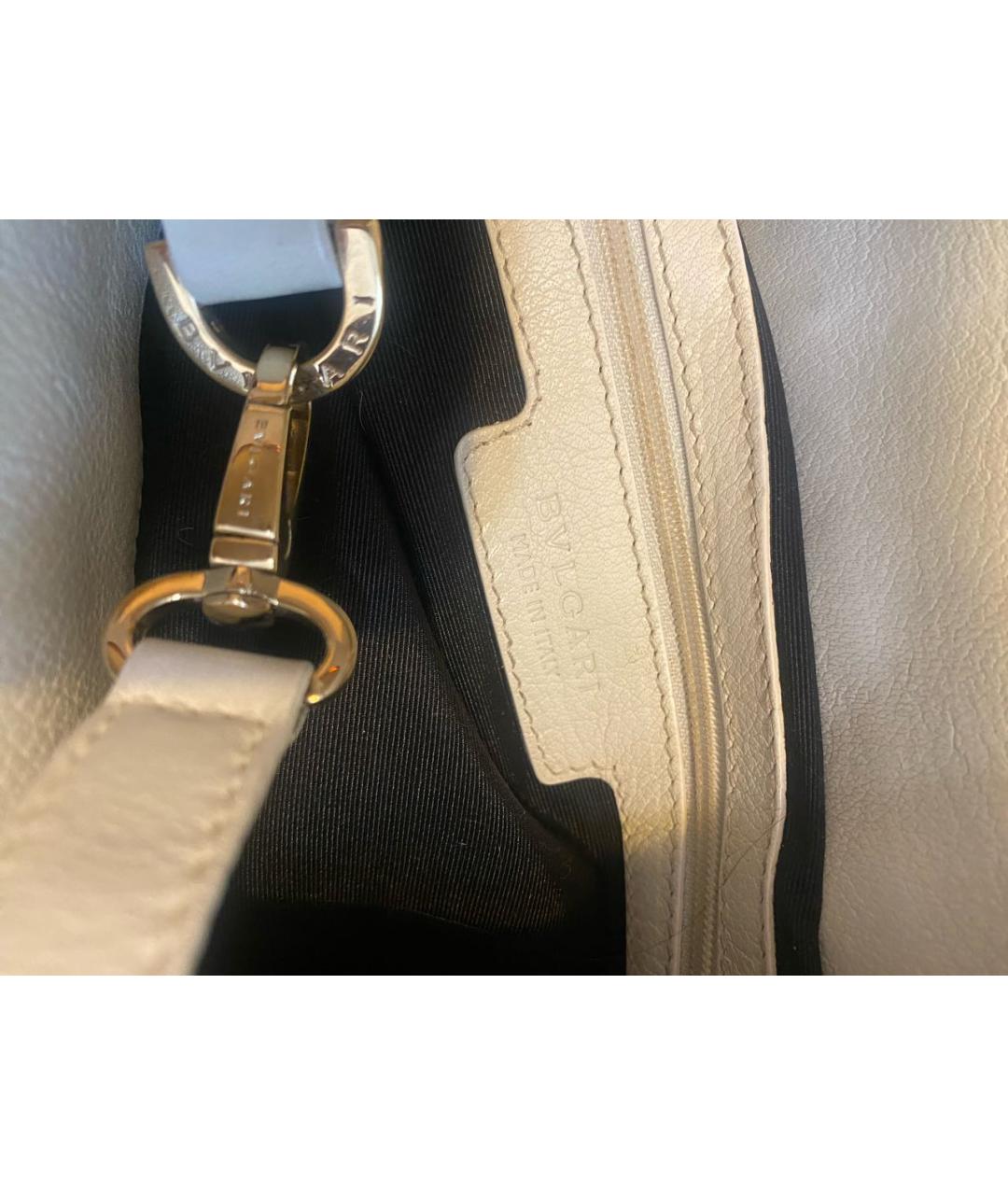 BVLGARI Белая кожаная сумка через плечо, фото 5