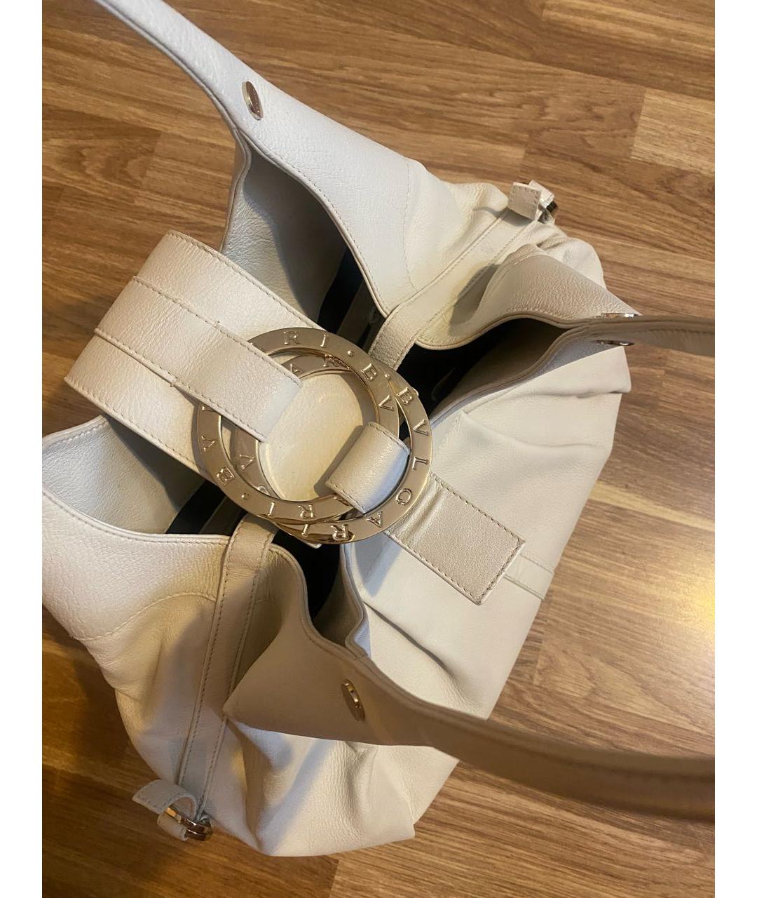 BVLGARI Белая кожаная сумка через плечо, фото 4