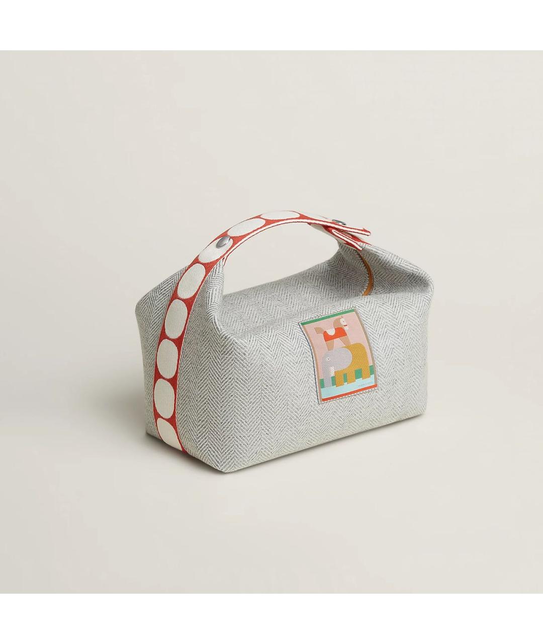 HERMES Серая шерстяная косметичка, фото 7