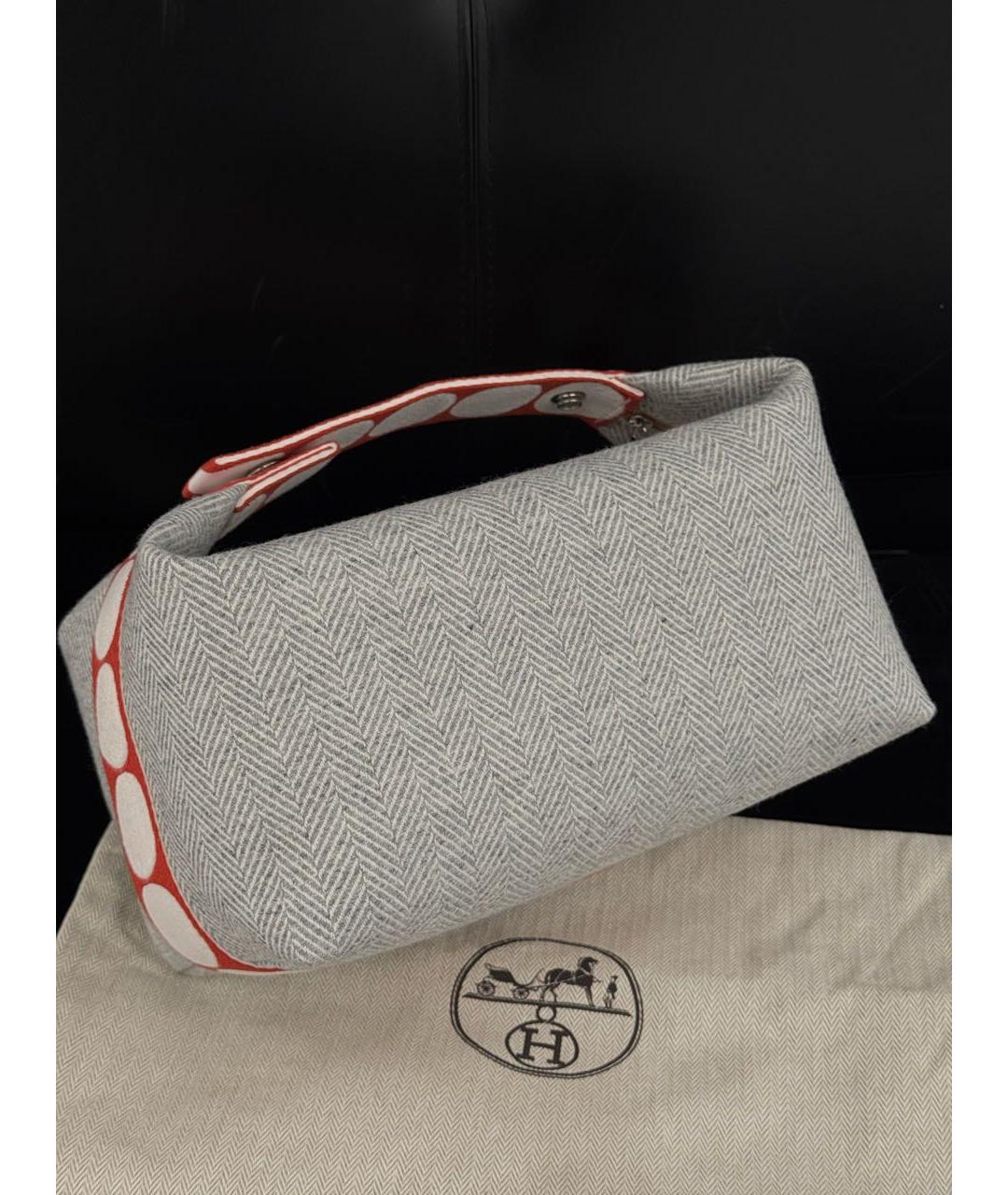 HERMES Серая шерстяная косметичка, фото 3