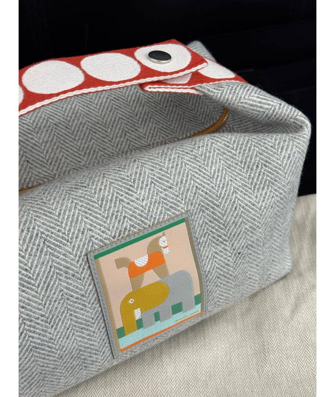 HERMES Серая шерстяная косметичка, фото 4