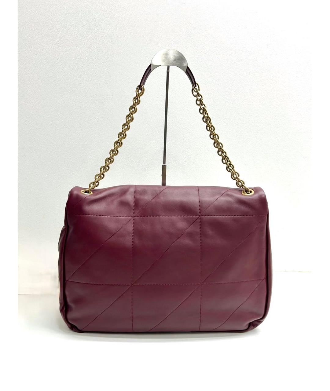 SAINT LAURENT Бордовая кожаная сумка через плечо, фото 3