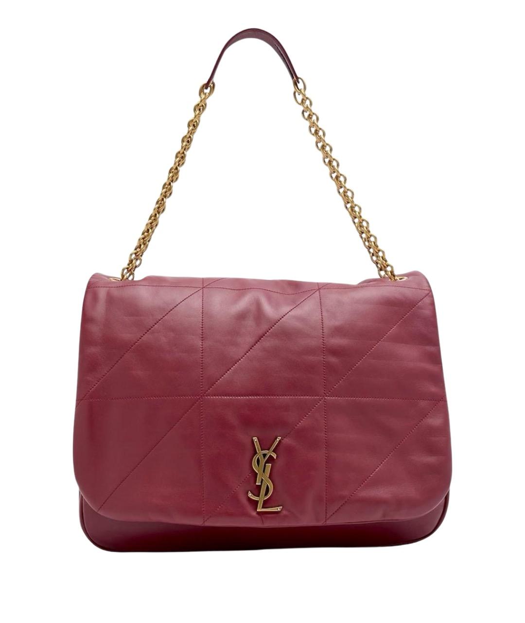 SAINT LAURENT Бордовая кожаная сумка через плечо, фото 1
