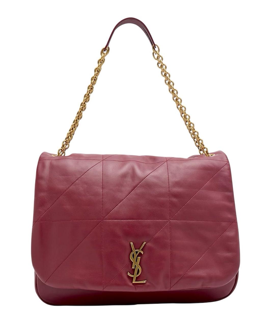 SAINT LAURENT Бордовая кожаная сумка через плечо, фото 9