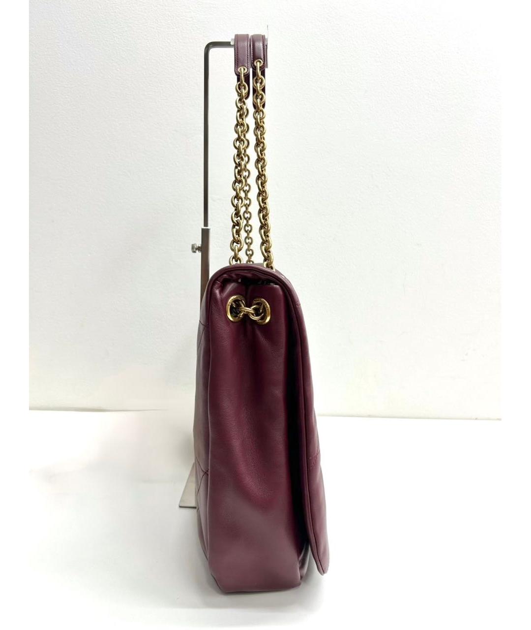 SAINT LAURENT Бордовая кожаная сумка через плечо, фото 4