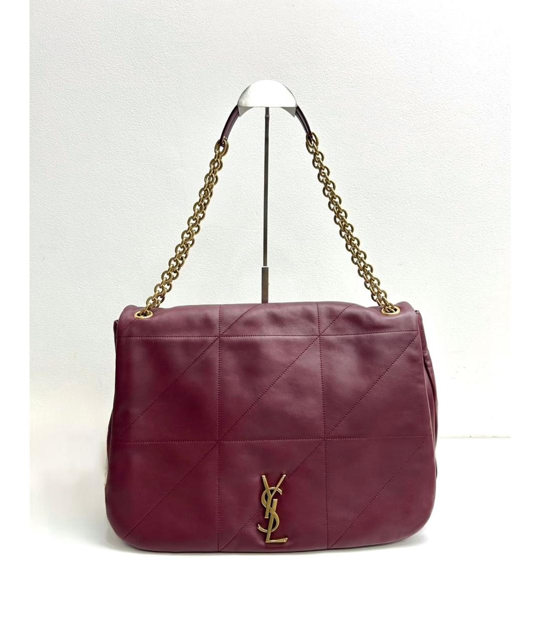 SAINT LAURENT Бордовая кожаная сумка через плечо, фото 2