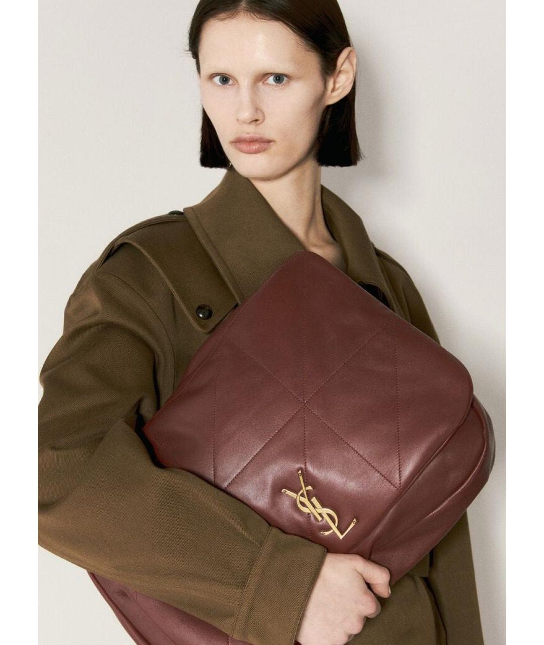 SAINT LAURENT Бордовая кожаная сумка через плечо, фото 8