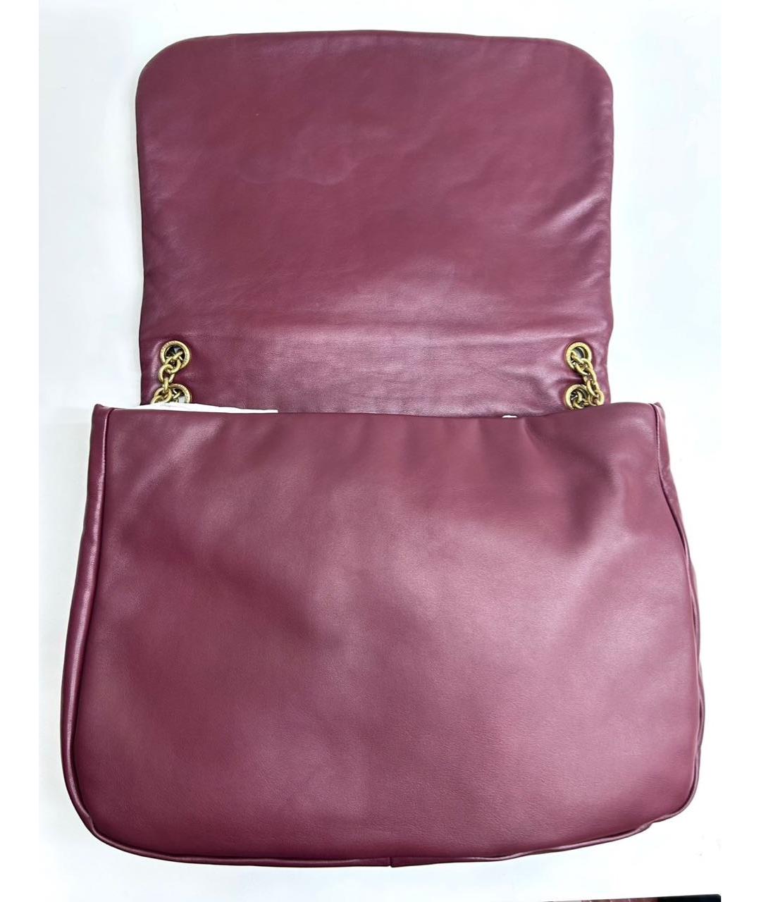 SAINT LAURENT Бордовая кожаная сумка через плечо, фото 6