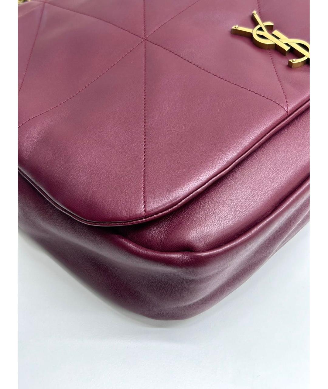 SAINT LAURENT Бордовая кожаная сумка через плечо, фото 5
