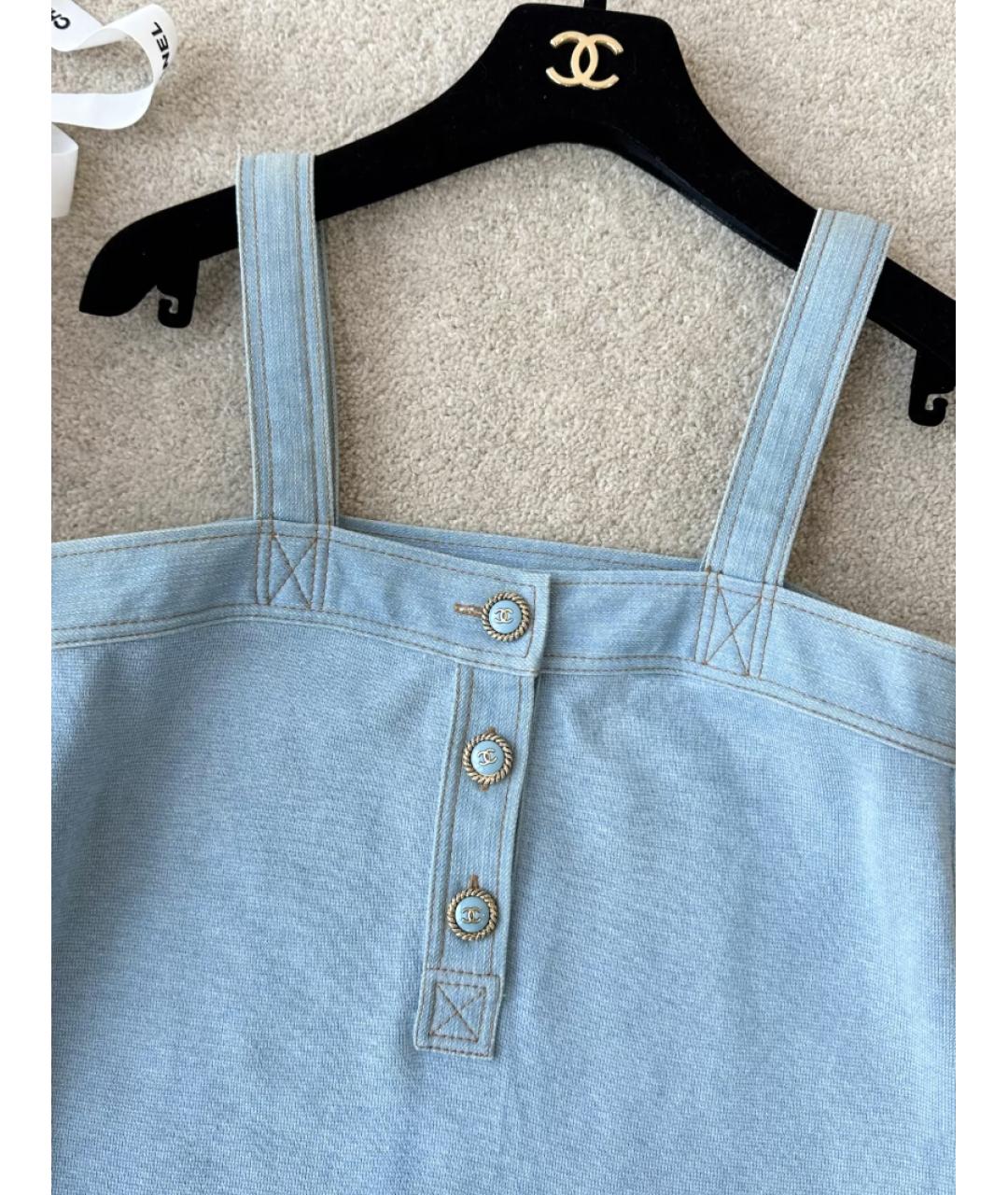 CHANEL Голубое деним повседневное платье, фото 2