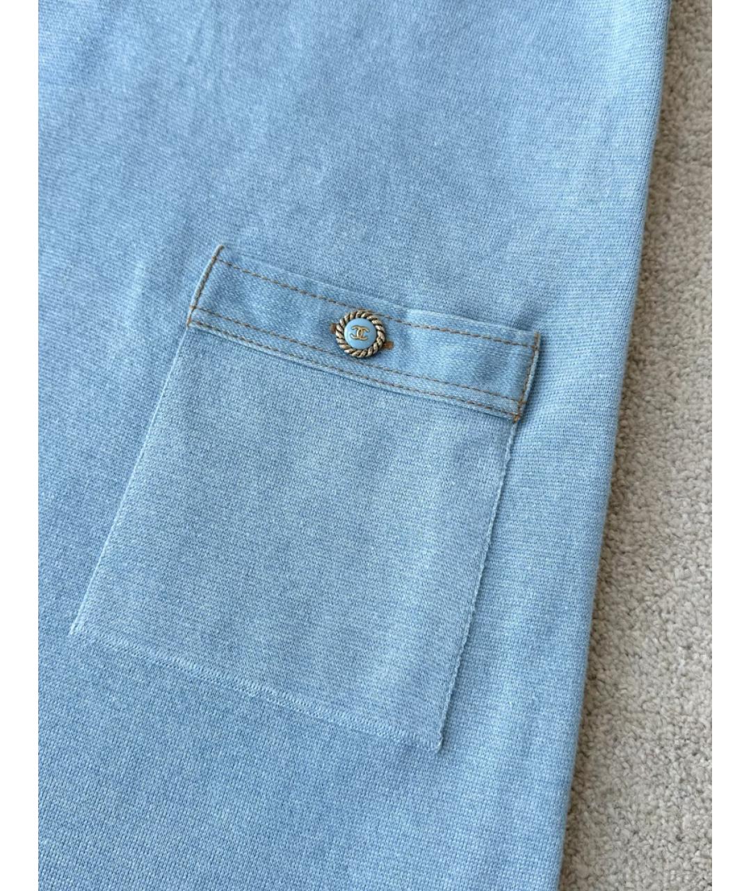 CHANEL Голубое деним повседневное платье, фото 3