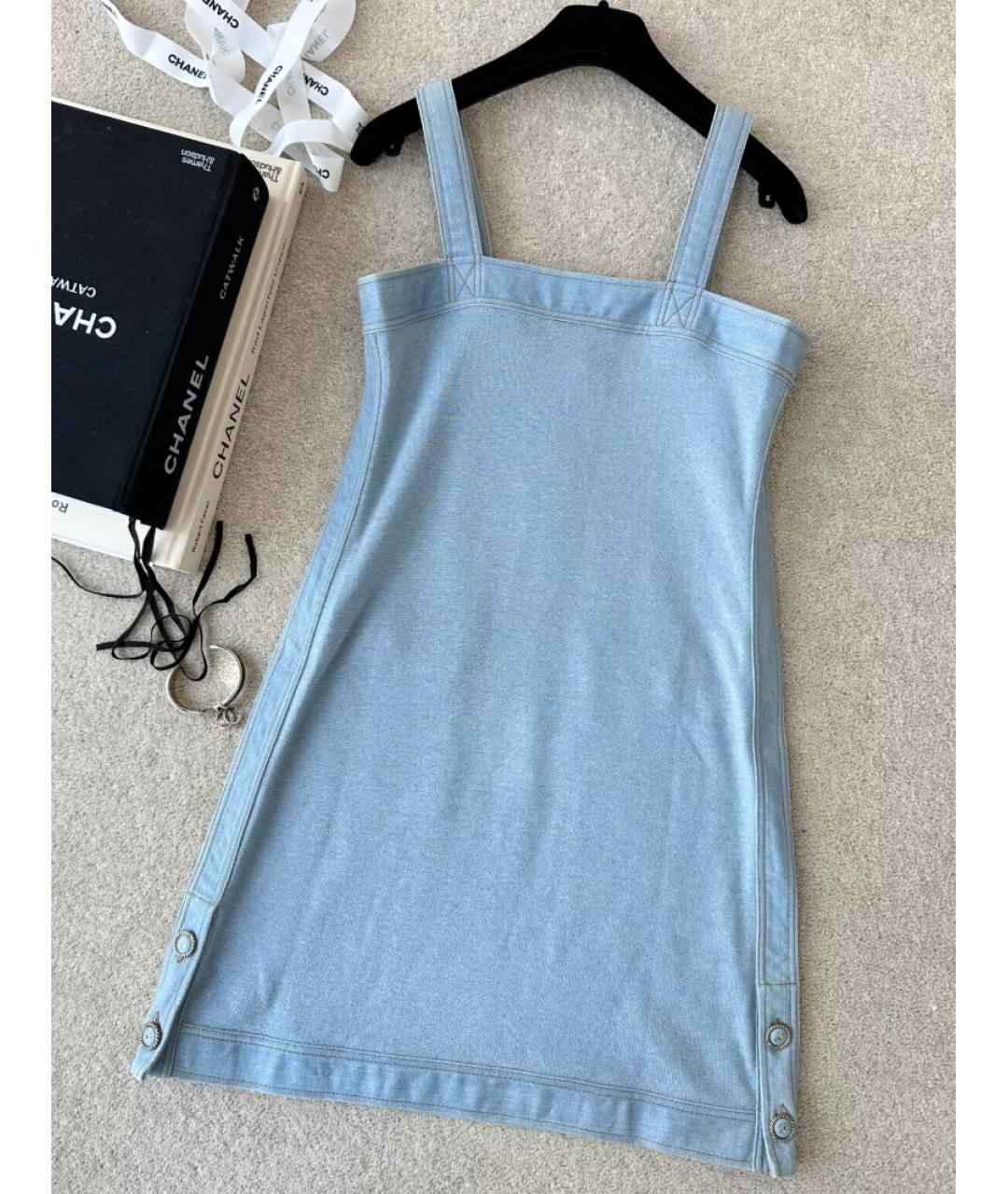 CHANEL Голубое деним повседневное платье, фото 5