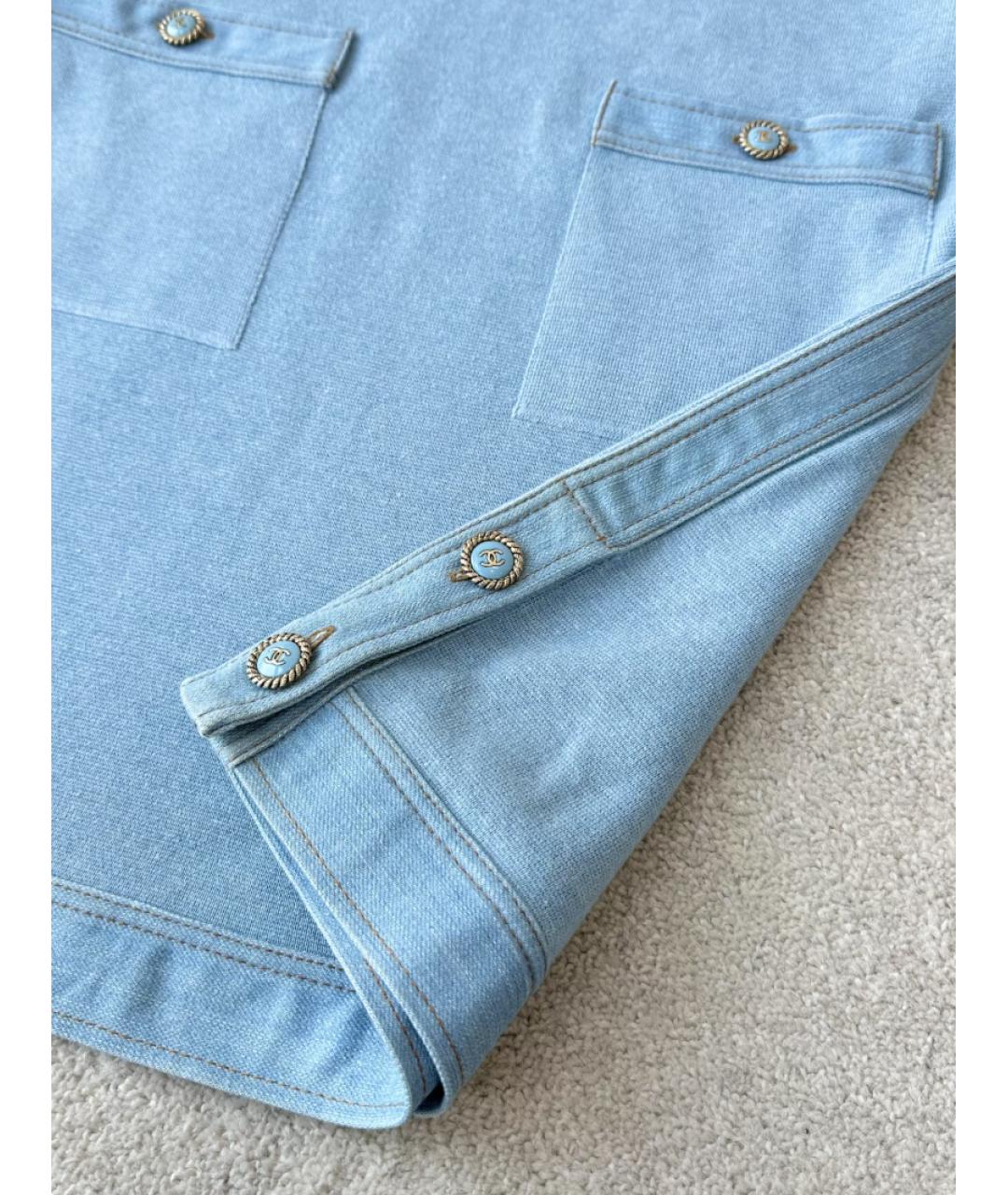 CHANEL Голубое деним повседневное платье, фото 4