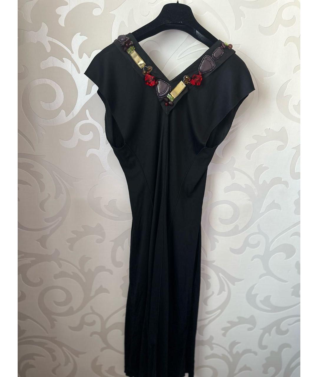 SAINT LAURENT Черное полиэстеровое коктейльное платье, фото 2