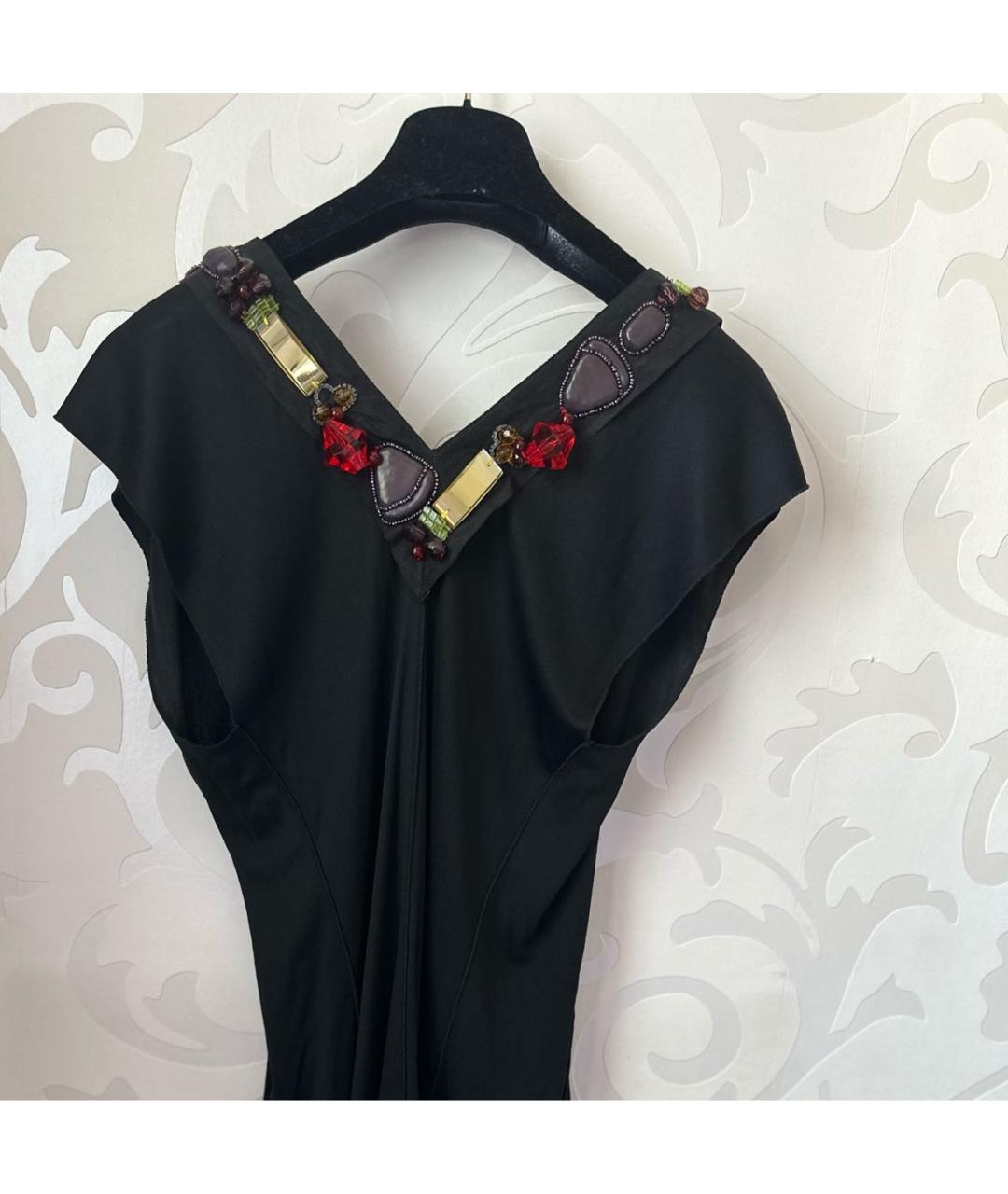 SAINT LAURENT Черное полиэстеровое коктейльное платье, фото 6