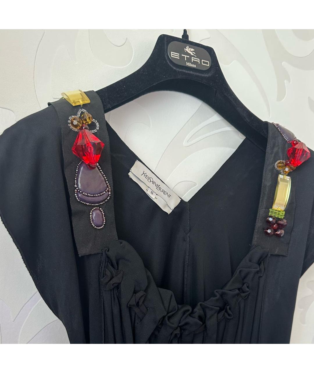 SAINT LAURENT Черное полиэстеровое коктейльное платье, фото 7