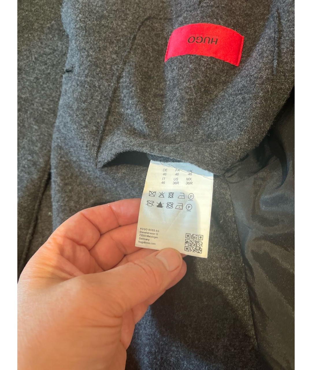 HUGO Серый шерстяной пиджак, фото 5