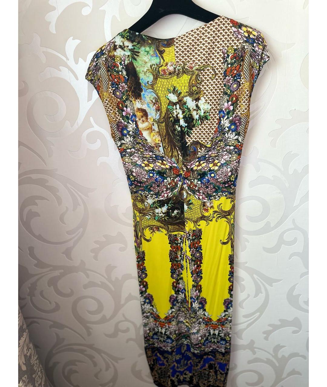 ROBERTO CAVALLI Желтое полиэстеровое коктейльное платье, фото 5
