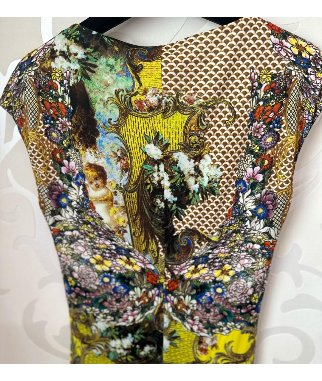 ROBERTO CAVALLI Желтое полиэстеровое коктейльное платье, фото 4