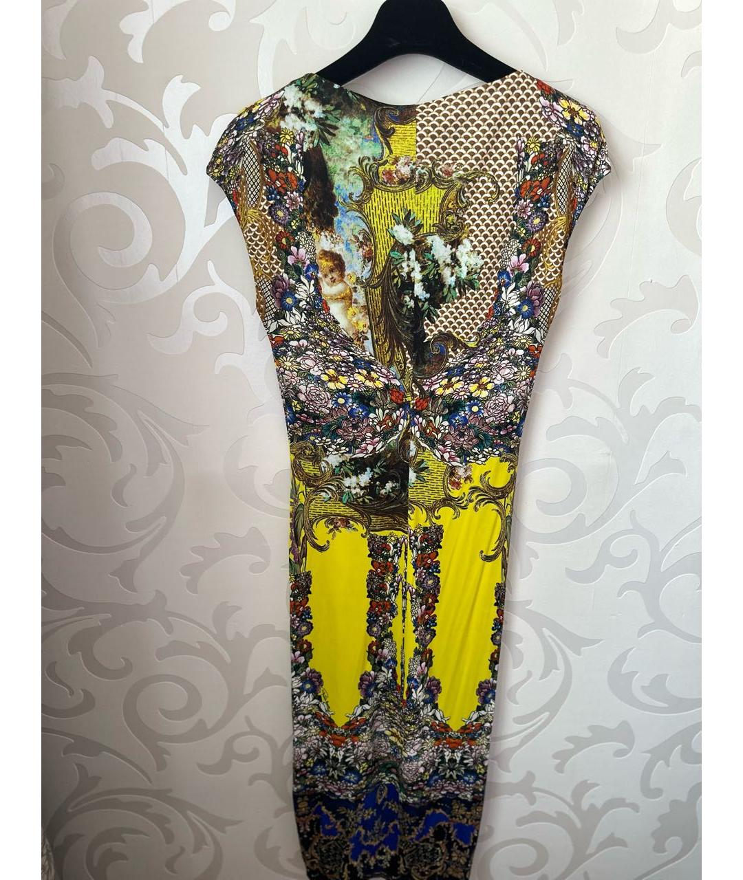 ROBERTO CAVALLI Желтое полиэстеровое коктейльное платье, фото 6