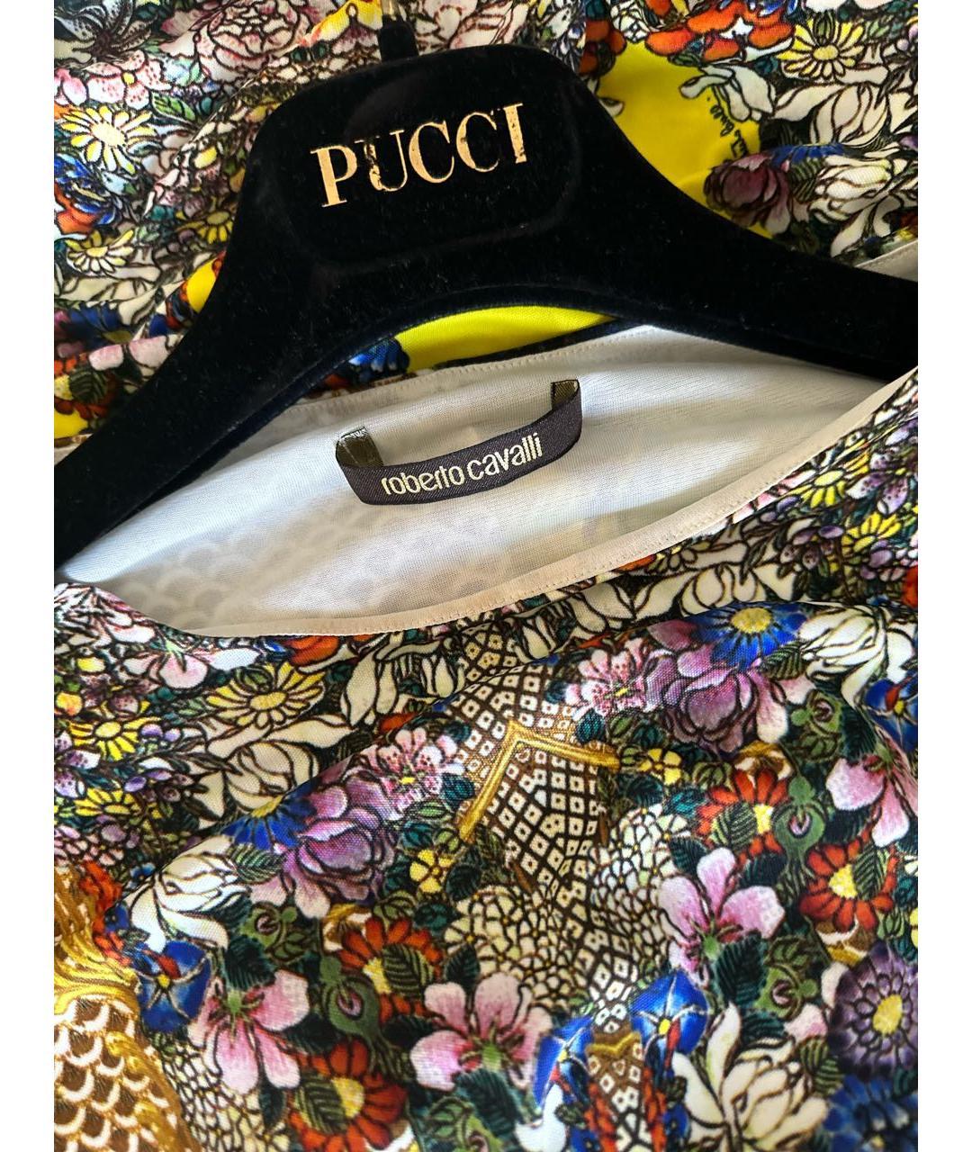 ROBERTO CAVALLI Желтое полиэстеровое коктейльное платье, фото 3