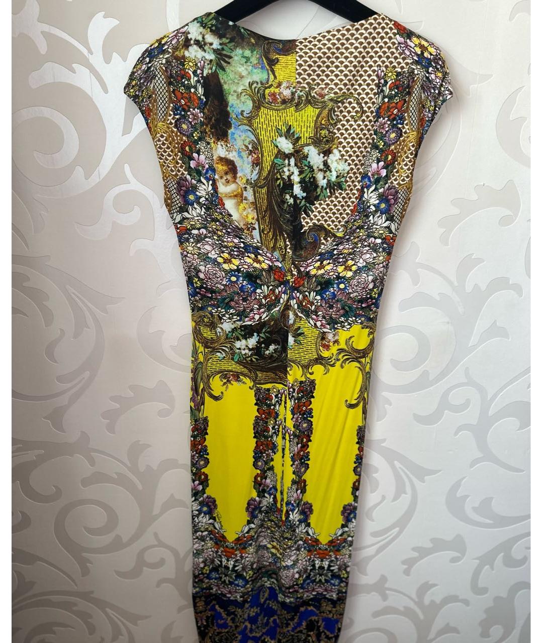 ROBERTO CAVALLI Желтое полиэстеровое коктейльное платье, фото 2